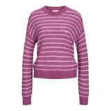 JACK & JONES Kadın Jxpenelope Crew Neck Knit Sn kazak, Fuşya Kırmızısı/Şeritler:/Moonlite Leylak, L