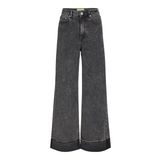 JACK & JONES Kadın Jxtokyo Wide Fold Logo Hw Jean DNM Ln Kot Pantolon, Grey Denim, 30W / 32L