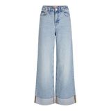 JACK & JONES Kadın JXTOKYO WIDE FOLD UP HW R6169 DNM LN Jeans, Light Blue Denim, 26/32
