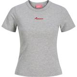 Jack & Jones Kadin Kisa Kol Baskili Tisört - Gigi - 001-Gri - M