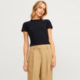 Jack & Jones Kadin Kisa Kol Düz Renk Tisört - Gigi