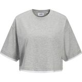 Jack & Jones Kadin Loose Fit Bisiklet Yaka Crop Tisört - Andrea - 0-Gri - M