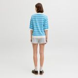 Jack & Jones Kadin Nakis Detayli Polo Yaka Tisört - Vilda - 00-Mavi - XS