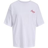 Jack & Jones Kadin Sirt Baskili Bol Kalip Tisört - Valentine - 0 Beyaz