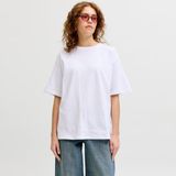 Jack & Jones Kadin Sirt Baskili Bol Kalip Tisört - Valentine - 03L-Beyaz