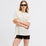 Jack & Jones Kadin Sirt Baskili Loose Fit Kisa Kollu Tisört - Millow - 0 Beyaz