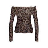JACK & JONES Kadın Tişört JXMINNA MESH LS OFF SHOULDER TOP WVN, Tigers Eye, XS