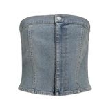 JACK & JONES Kadın Tişört JXTINGA SLIM DENIM TOP DNM, Medium Blue Denim, M