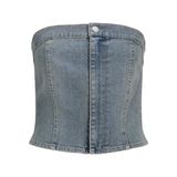 JACK & JONES Kadın Tişört JXTINGA SLIM DENIM TOP DNM, Medium Blue Denim, S