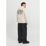 Jack & Jones Kapüşon Yaka Krem Erkek Sweatshırt 12242225_JCOWAFFLE Backprınt Sweat - 2XL