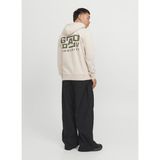 Jack & Jones Kapüşon Yaka Krem Erkek Sweatshırt 12242225_JCOWAFFLE Backprınt Sweat - XL