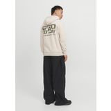 Jack & Jones Kapüşon Yaka Krem Erkek Sweatshırt 12242225_JCOWAFFLE BACKPRINT SWEAT