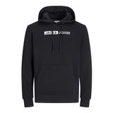 JACK & JONES Kapüşonlu Logolu Sweatshirt, L, 12233599, Siyah, erkek
