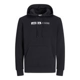 JACK & JONES Kapüşonlu Logolu Sweatshirt, M, 12233599, Siyah, erkek