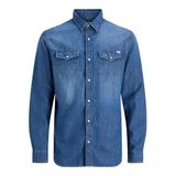 Jack & Jones Kot Gömlek JJESHERIDAN Uzun Kollu, XL, 12138115, Medium Blue Denim, Erkek