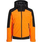 Jack & Jones Markasız 12238978 2 Ceplı Onden Fermuarlı Kapusonlu Mont - Siyah - Oranj