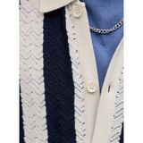 Jack & Jones Mavi Erkek Loose Fit Şeritli Kazak 12272863 Jortyler Knıt Ss Polo Sn
