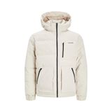 Jack & Jones Minimalist Oversize Kapüşonlu Erkek Kışlık Mont, Bej, 2XL
