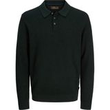 Jack & Jones Pamuklu Regular Fit Düğmeli Polo Yaka Kazak Erkek Polo Yaka Kazak 12299904 - Koyu Yeşil - XL
