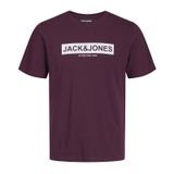 Jack & Jones Pin 12249605 Logo Baskılı Erkek Tişört Bordo