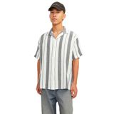 JACK & JONES Rahat Kesim Çizgili Kısa Kollu Gömlek, XL, 12255235, Tap Shoe, Erkek