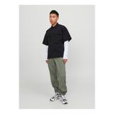Jack & Jones Rahat Siyah Erkek Gömlek JCOALTITUDE SHIRT SS OVERSIZED
