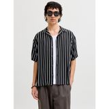 Jack & Jones Resort Yaka Çizgili Gömlek - Jeff, S, 12288853, Black, Erkek