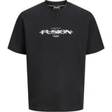 Jack & Jones Siyah Erkek Rahat Yazı Baskılı T-Shirt 12294978 Jcofusıon Brandıng Cneck - M
