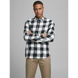 Jack & Jones Slim Fit Uzun Kollu Beyaz-Siyah Erkek Gömlek 12181602 - Beyaz - Siyah
