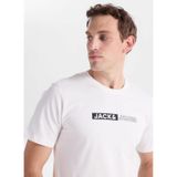 Jack & Jones Standart Fit Logo Baskılı T-Shirt, L, 5003350696, Beyaz, Erkek