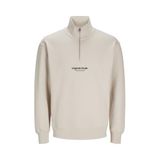 JACK & JONES Sweatshirt Quarter Zip, L, 12241777, Moonbeam, erkek