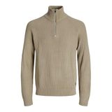 JACK & JONES Yarım fermuarlı erkek sweatshirt, tek renkli, yarım fermuarlı sweatshirt, Crockery, XL