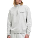 JACK & JONES Yarım fermuarlı erkek sweatshirt, yarım fermuarlı sweatshirt, beyaz melanj, XL