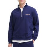 JACK & JONES Yarım fermuarlı erkek sweatshirt, yarım fermuarlı sweatshirt, Okyanus Mağarası, L