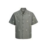 Jack & Jones Yeşil Erkek Gömlek Geniş Fit Gömlek JCOEMBROIDERY OVERSIZED RESORT SHIR