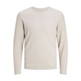JACK & JONES Yuvarlak Yaka Triko Kazak, XL, 12258407, Yulaf ezmesi, Erkek