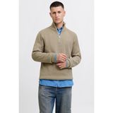 Jack & Jonesjjpannel Pamuk Karışımlı Regular Fit Yarım Fermuarlı Dik Yaka Kazak Erkek Kazak 12278919 - Bej - XL