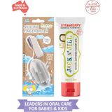Jack N' Jill Jack N Jill Bebek/çocuk Diş Fırçalama Seti (Silikon 2\'li Parmak Fırça + Çilek Aromalı Diş Macunu 50G)