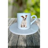 Jack Russell Terrier Köpek Baskılı Türk Kahvesi Fincanı Tabaklı Kişiye Özel Model 2