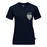 Jack Wolfskin Discover Heart T W kadın tişörtü, mavi (Night Blue), XS