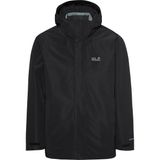 Jack Wolfskin Erkek Mont Pinetrail 3 In 1 Siyah Kapüşonlu Su Geçirmez Outdoor Kışlık