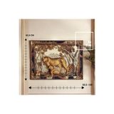 Jackhill Puma Figürlü Kabartma Çerçeve Tablo 82,5x62,5 cm Duvar Dekoru Altın ve Gümüş Detaylı Obje Altın Gümüş Ayna 80 x 64