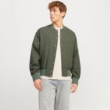 Jack&Jones Ario Linen Bomber Erkek Haki Yuvarlak Yaka Ceket