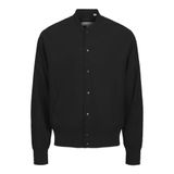 Jack&Jones Ario Linen Bomber Erkek Siyah Yuvarlak Yaka Ceket, M