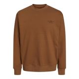 Jack&Jones Blachad Branding Erkek Kahverengi Yuvarlak Yaka Sweatshirt, Kahverengi, XL