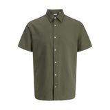 Jack&Jones Breeze Linen Blend Klasik Yaka Gömlek, M, 06-12288590-2, Haki, Erkek