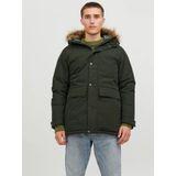 Jack&Jones Champ Faux Fur Erkek Yeşil Kapüşonlu Mont