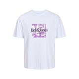 JACK&JONES Erkek JORLAFAYETTE Branding Tee SS Crew Neck Tişört, Parlak Beyaz, L, Parlak beyaz, L