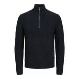 Jack&Jones Erkek Minimalist Yarım Fermuarlı Örgü Sweatshirt - Günlük Stil
