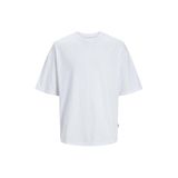 Jack&Jones Grand Oversize Erkek Beyaz Yuvarlak Yaka Tişört, XL, 12253993-WHT